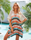 Angel Wings Cutout Striped Cover-Up with Tassel