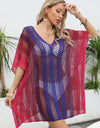 Openwork Contrast V-Neck Cover-Up