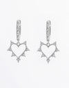 925 Sterling Silver Inlaid Zircon Heart Dangle Earrings