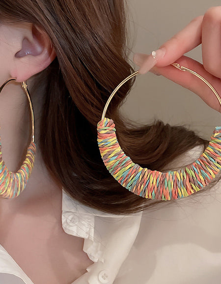 Alloy Grass Vine Hoop Earrings