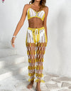 Cutout Halter Neck Top and Pants Two-Piece Swim Set