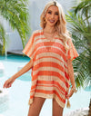 Angel Wings Tassel Openwork Striped V-Neck Cover Up