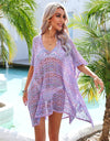 Angel Wings Slit Openwork V-Neck Cover Up