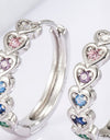 925 Sterling Silver Inlaid Zircon Heart Huggie Earrings