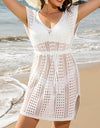 Openwork V-Neck Cap Sleeve Cover-Up