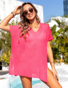 Angel Wings Slit V-Neck Short Sleeve Cover Up