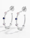 925 Sterling Silver Zircon C-Hoop Earrings