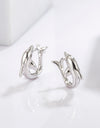 925 Sterling Silver Zircon Dolphin Earrings