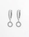 925 Sterling Silver Inlaid Zircon Hoop Dangle Earrings