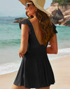 Cutout V-Neck Cap Sleeve One-Piece Swimwear