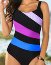 V-Neck Sleeveless Printed One-piece Swimwear