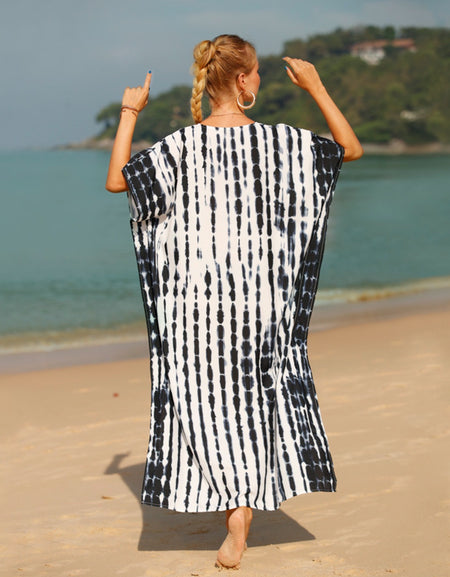 Tie-Dye V-Neck Half Sleeve Cover-Up