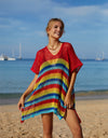 Angel Wings Cutout Striped Cover-Up with Tassel