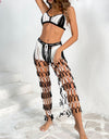 Cutout Halter Neck Top and Pants Two-Piece Swim Set