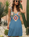 Geometric V-Neck Spaghetti Strap Cover Up Dress