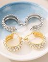 Titanium Steel Rhinestone Hoop Earrings