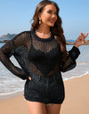 Heart Openwork Long Sleeve Cover-Up