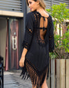 Backless Fringe Scoop Neck Cover Up