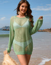 Backless Boat Neck Long Sleeve Cover Up