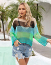 Angel Wings Color Block Openwork Boat Neck Cover Up