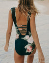 Full Size Cutout Printed Sleeveless One-Piece Swimwear