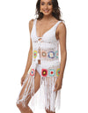 Openwork Fringe Detail Embroidery Sleeveless Cover-Up