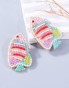 Alloy Bead Fish Shape Stud Earrings