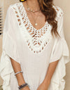 Cutout Ruffled Half Sleeve Cover-Up