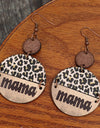 Wooden Leopard Round Shape Earrings