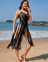 Fringe Openwork Spaghetti Strap Cover-Up