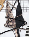 Tied Leopard Plunge One-Piece Swimwear