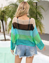 Angel Wings Color Block Openwork Boat Neck Cover Up