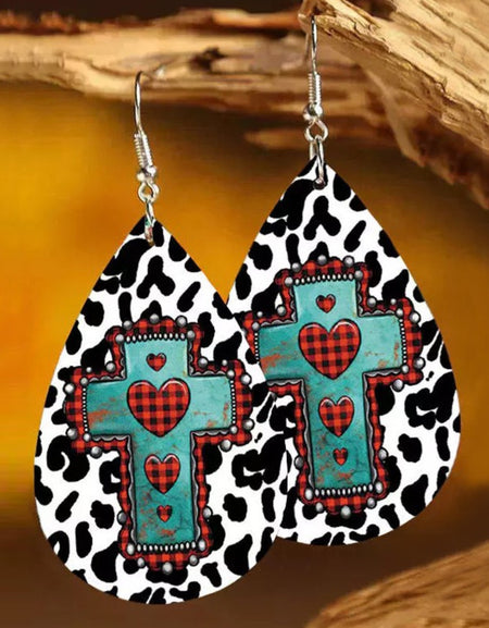 PU Leather Iron Hook Teardrop Earrings