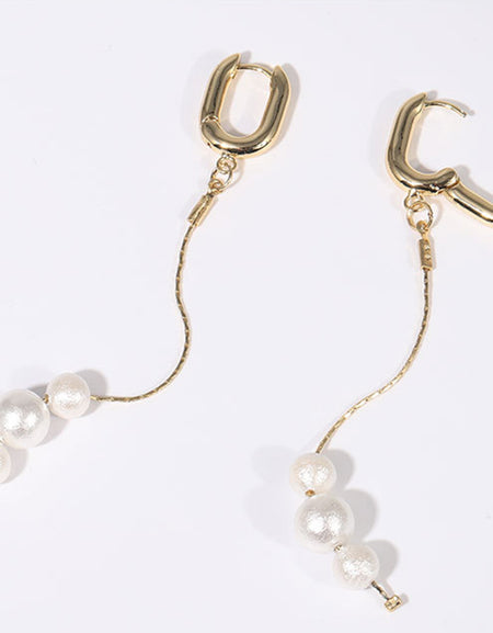 Gold-Plated Pearl Bar Earrings