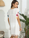 Tassel Boat Neck Flutter Sleeve Cover Up