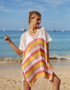 Angel Wings Cutout Striped Cover-Up with Tassel