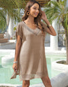 Slit Openwork V-Neck Cover-Up