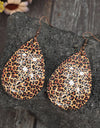 Leopard PU Leather Teardrop Shape Earrings