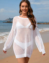 Backless Boat Neck Long Sleeve Cover Up