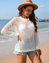 Heart Openwork Long Sleeve Cover-Up