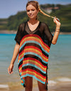 Angel Wings Cutout Striped Cover-Up with Tassel