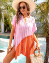 Angel Wings Slit Color Block V-Neck Cover Up