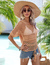 Angel Wings Cutout Round Neck Short Sleeve Cover Up