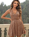 Sequin Surplice Neck Sleeveless Dress