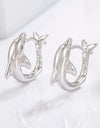 925 Sterling Silver Zircon Dolphin Earrings