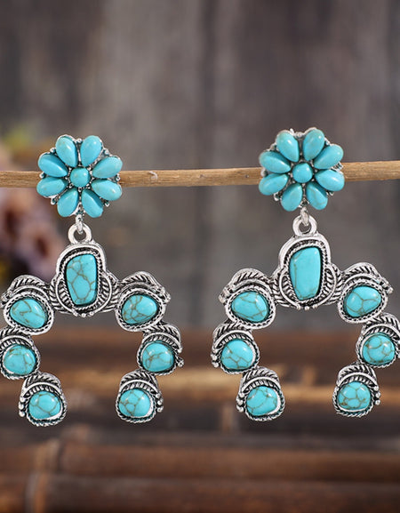 Artificial Turquoise Alloy Dangle Earrings