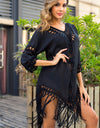 Backless Fringe Scoop Neck Cover Up