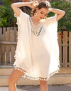 Tassel Cutout Half Sleeve Cover-Up