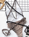 Tied Leopard Plunge One-Piece Swimwear