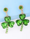 Rhinestone Alloy Lucky Clover Dangle Earrings